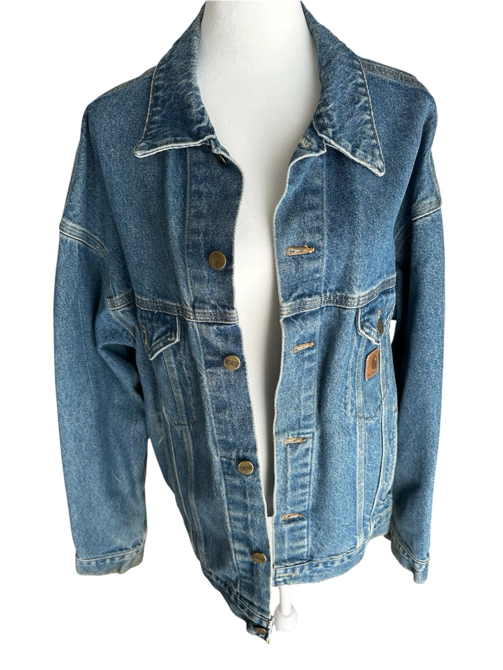 Vintage Carhartt Distressed Blue Denim Jacket - Classic Jean Coat